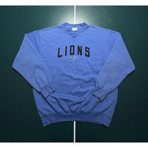 Vintage 90s Detroit Lions Crewneck Sweatshirt Men's Large Embroidered Faded Blue